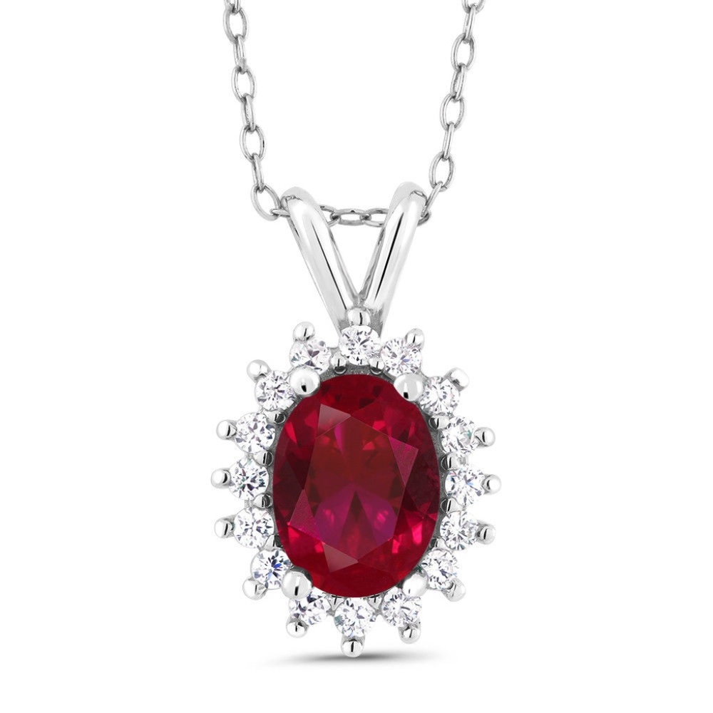1.16 Ct  Created Ruby 925 Sterling Silver Pendant